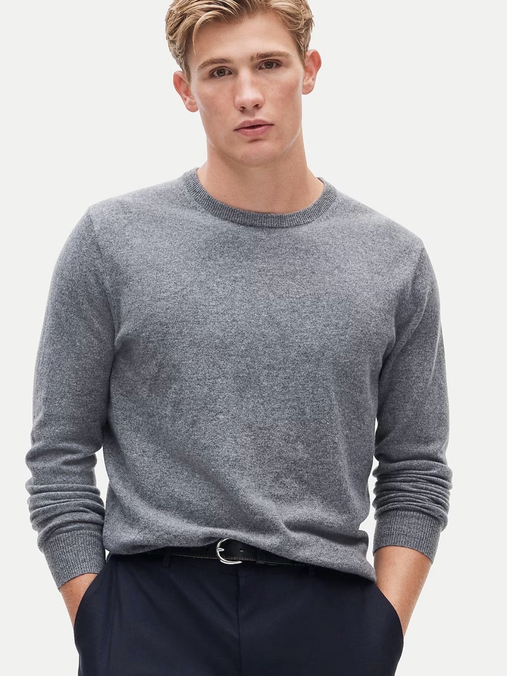 J. Crew Men’s 100% Cashmere Crewneck Sweater in Heather Gray Medium